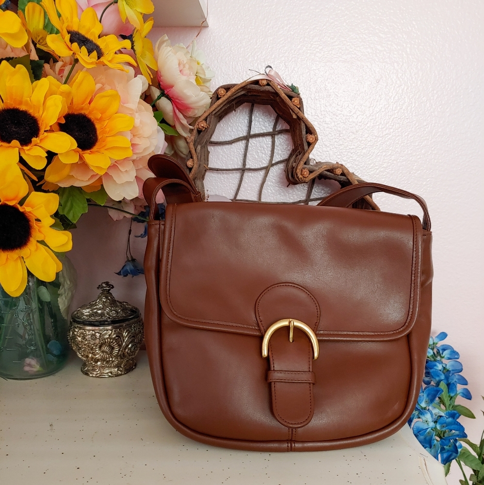 Vtg 90s Coach Brown Leather Shoulder Purse